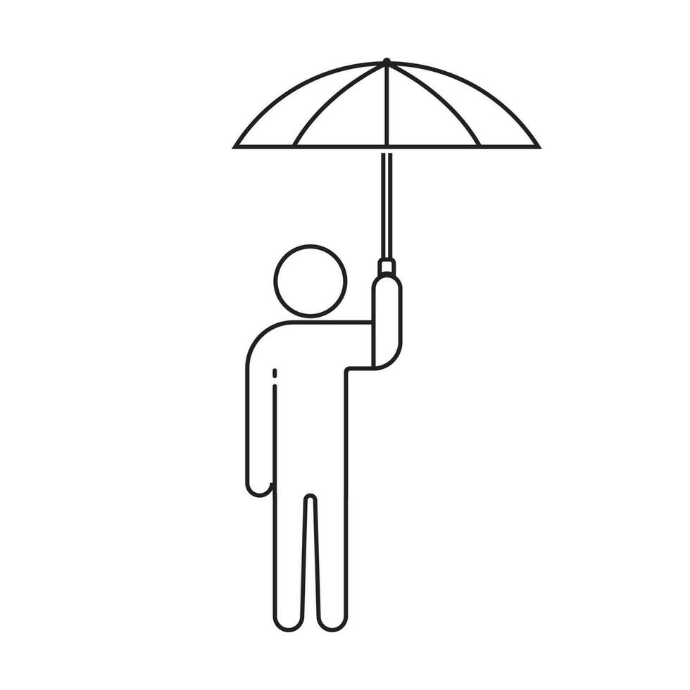 Symbol von ein Person mit ein Regenschirm vektor