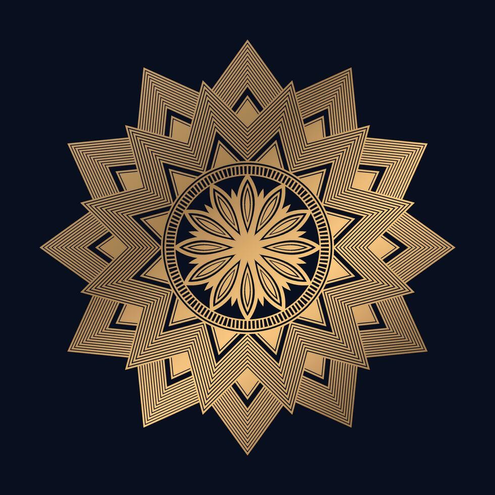 luxuriös Mandala Design mit golden bunt Vektor Vorlage