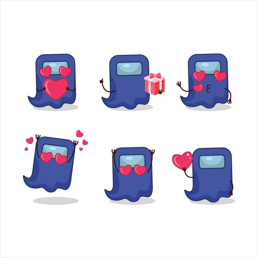 spöke bland oss blå tecknad serie karaktär med kärlek söt uttryckssymbol vektor
