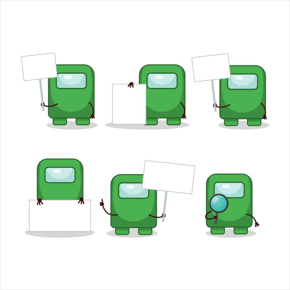bland oss grön tecknad serie karaktär föra information styrelse vektor