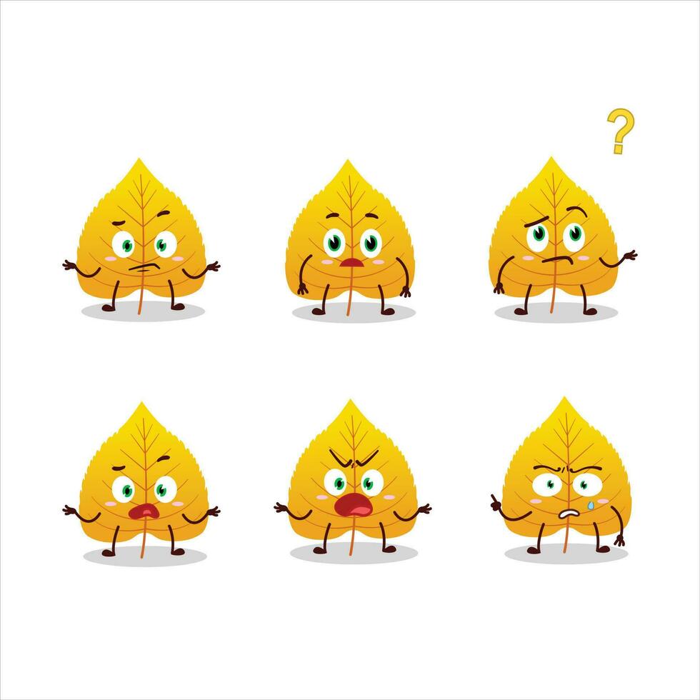 tecknad serie karaktär av gul torkades löv med Vad uttryck vektor