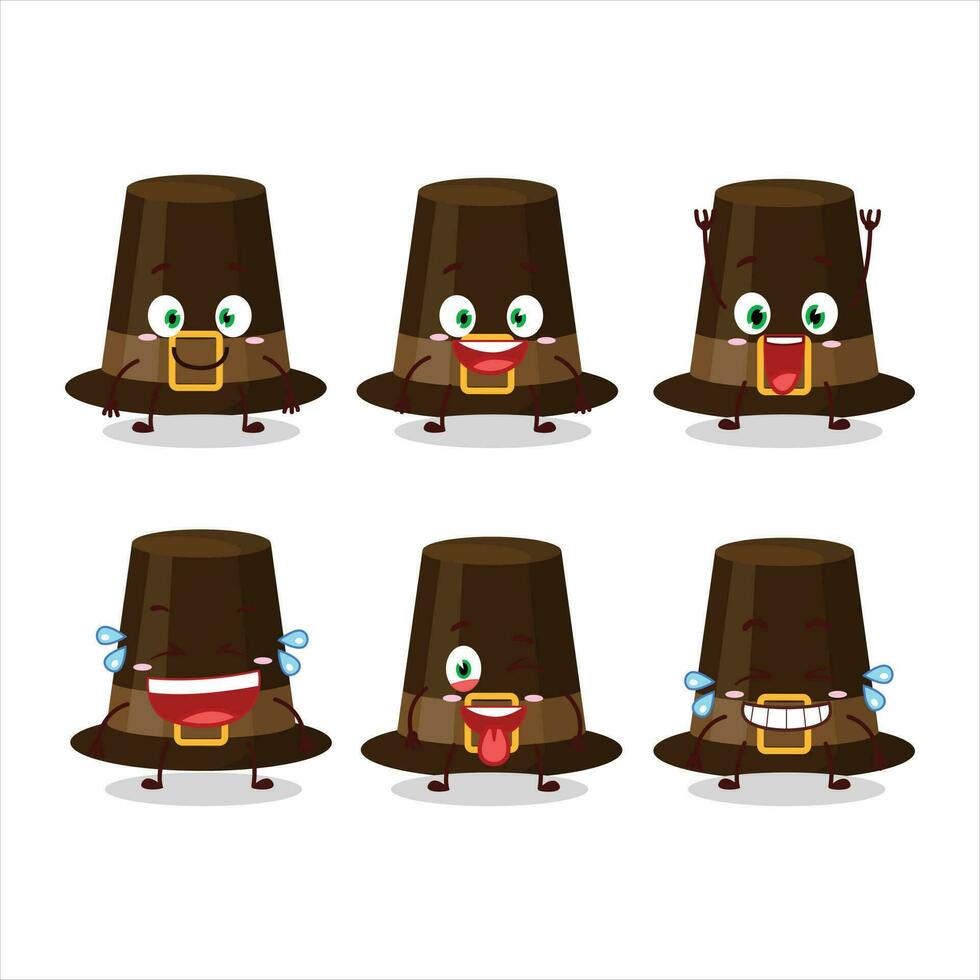 tecknad serie karaktär av brun pilgrimer hatt med leende uttryck vektor