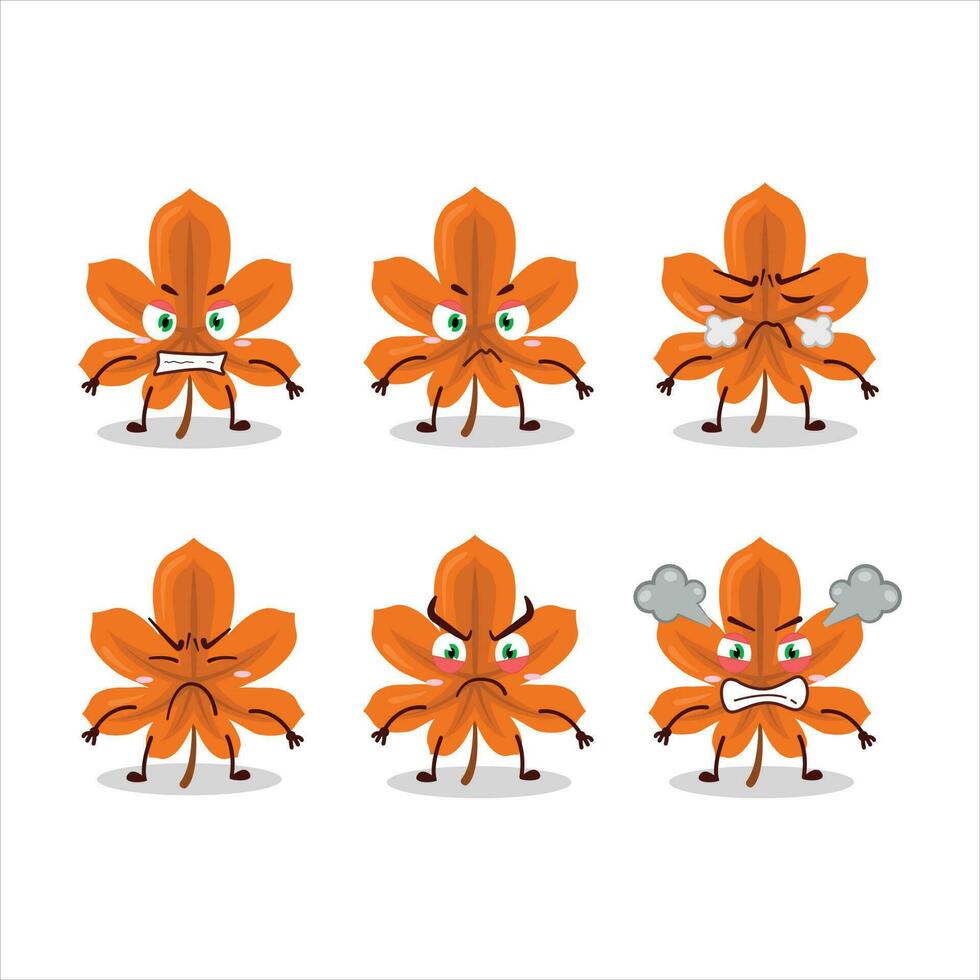 orange torkades löv tecknad serie karaktär med olika arg uttryck vektor