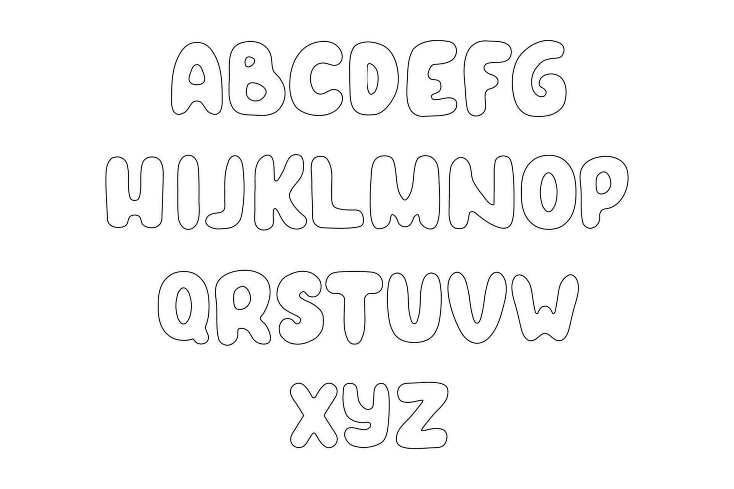countour svart vit versal regelbunden visa font av brev. vektor alfabet för titel, hälsning kort, ABC rubrik, affisch text inbjudan, baner, färg bok