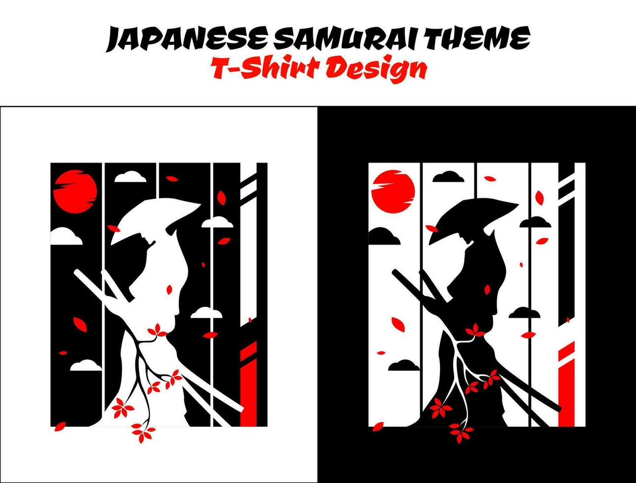 manlig samuraj, silhuett japan samuraj vektor för design t skjorta begrepp, japansk t-shirt design, silhuett samuraj vektor illustration