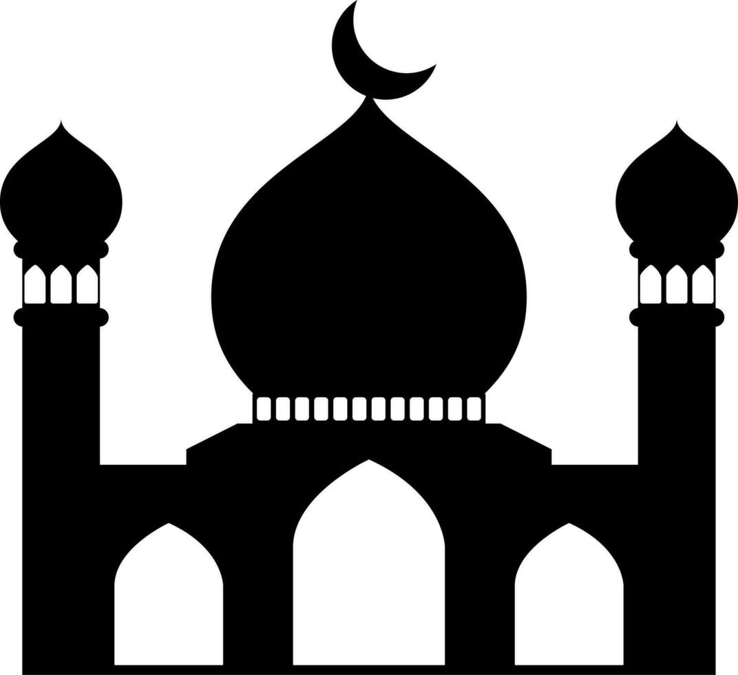 moské vektor illustration. silhuett moské ikon för tecken och symbol av muslim dyrkan plats. moské ikon av islam religion och muslim tro. plats av muslim till be