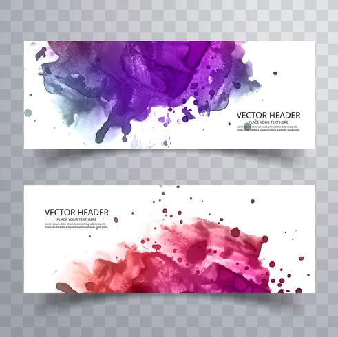 Set med färgglada vattenfärg banners design vektor