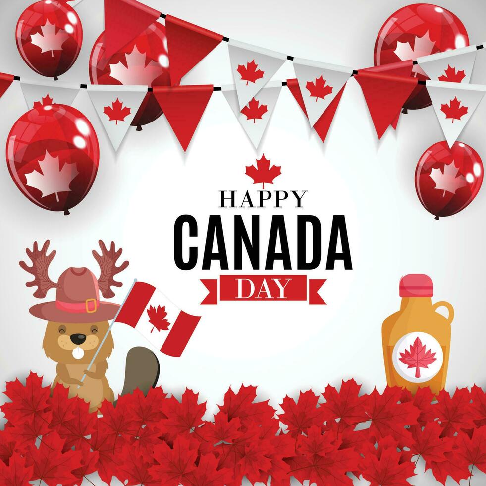 lycklig Kanada dag bakgrund gratulationskort. vektor illustration