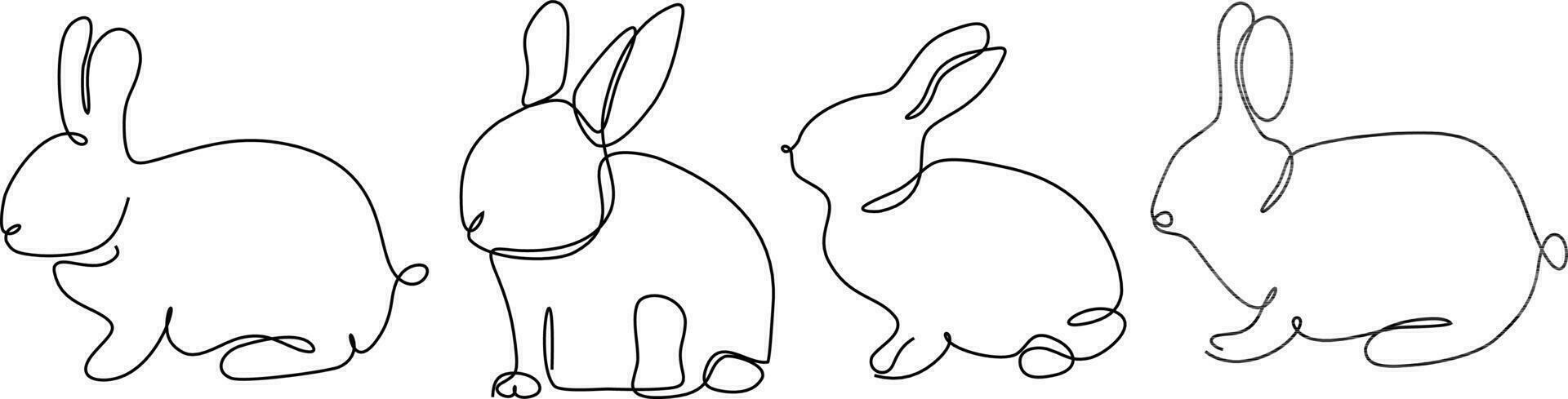 kanin kontinuerlig linje uppsättning illustration vektor