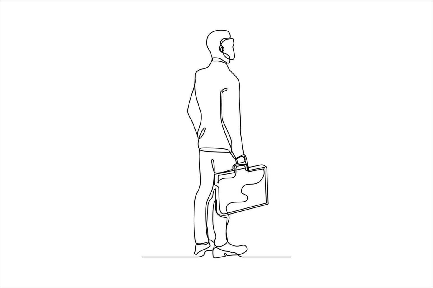 kontinuierlich Linie Zeichnung von Geschäftsmann Tragen Gepäck Tasche vektor