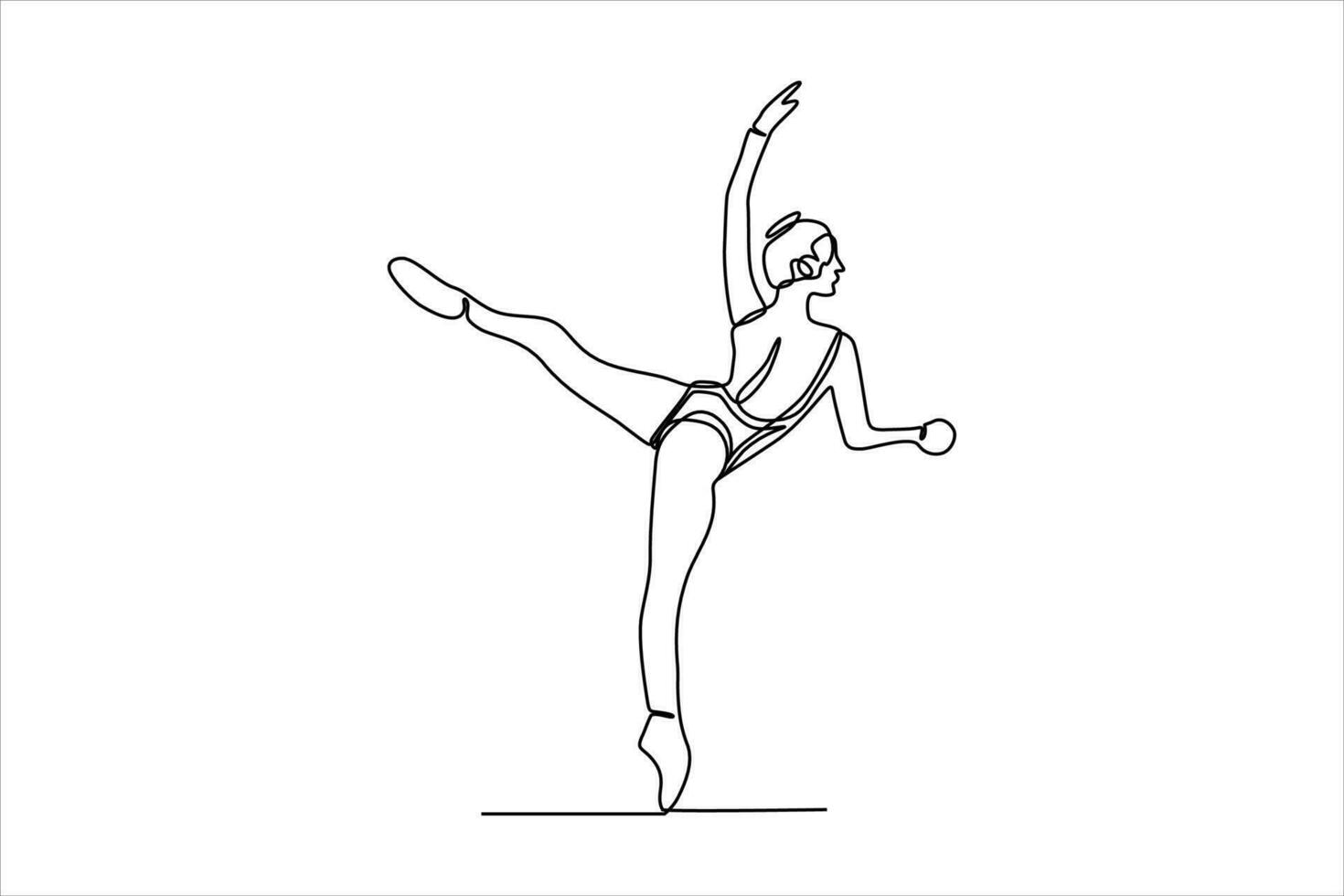 kontinuierlich Linie Zeichnung von Frau Tanzen Ballett Illustration vektor