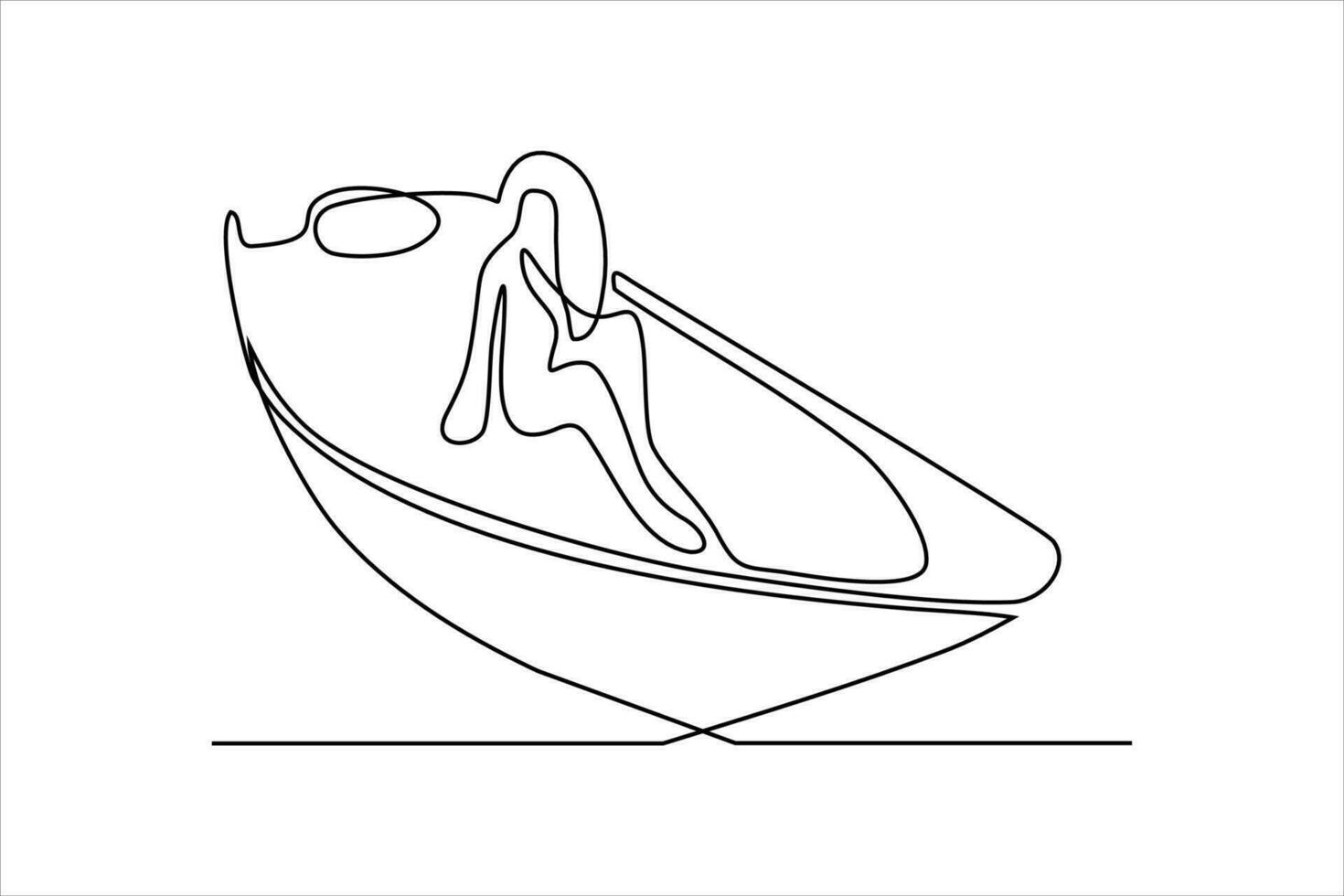 kontinuerlig linje illustration av kvinna ridning båt vektor