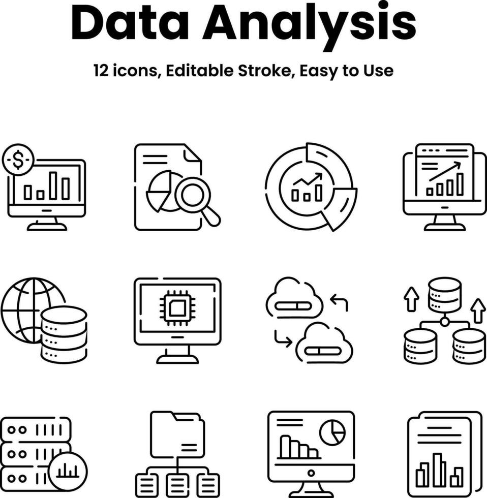 försiktigt tillverkad data analys och statistik ikoner, ladda ner detta premie vektorer lätt till använda sig av