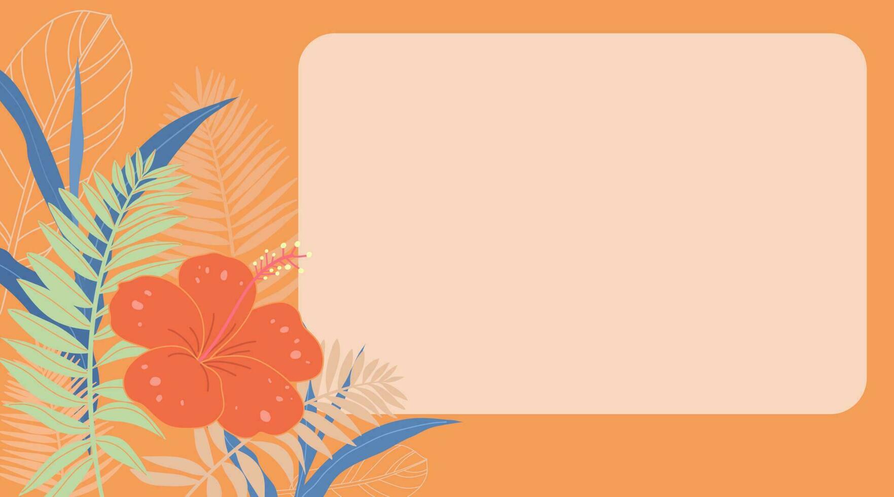 Blätter und Blume tropisch Pflanzen mit horizontal Rahmen Banner, Zimmer zum Text, Kopieren, Beschriftung. Vektor Design Illustration.