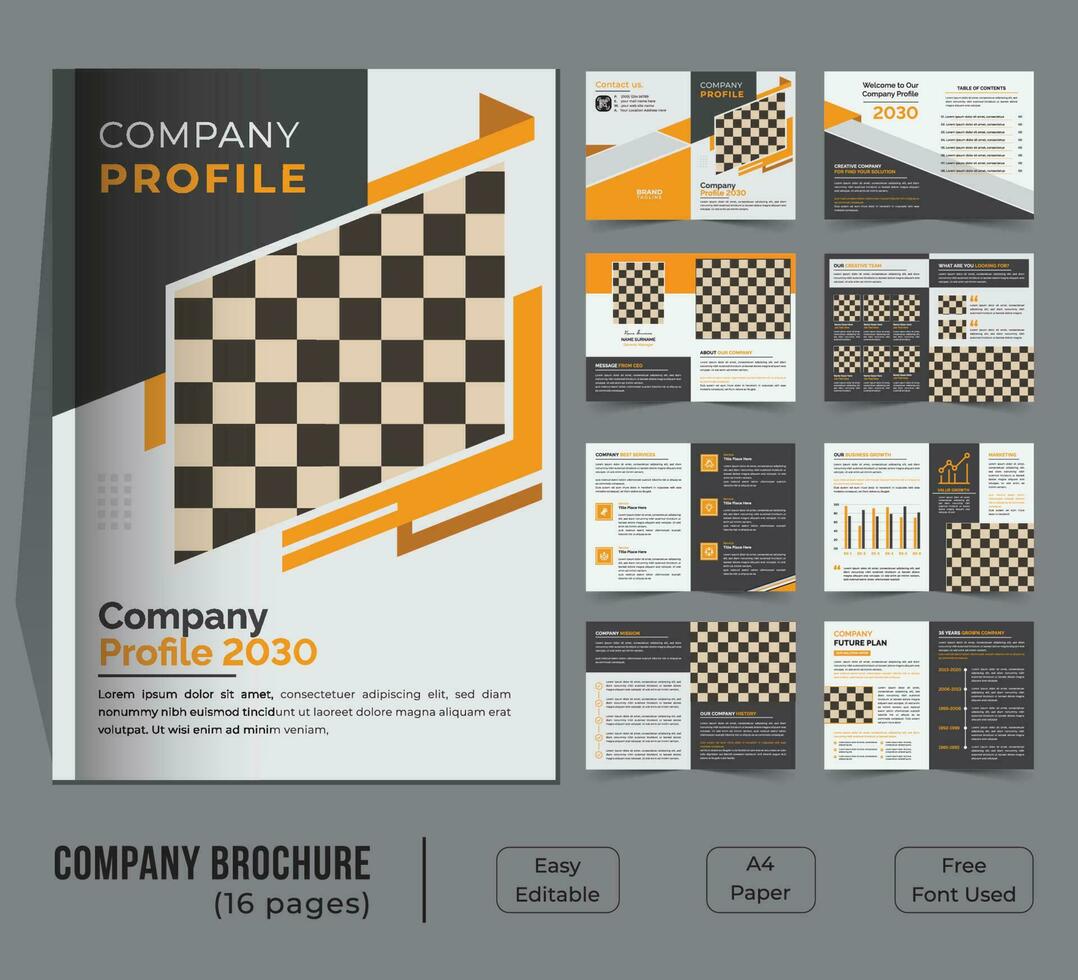 16 sidor bifold företag profil mall design vektor