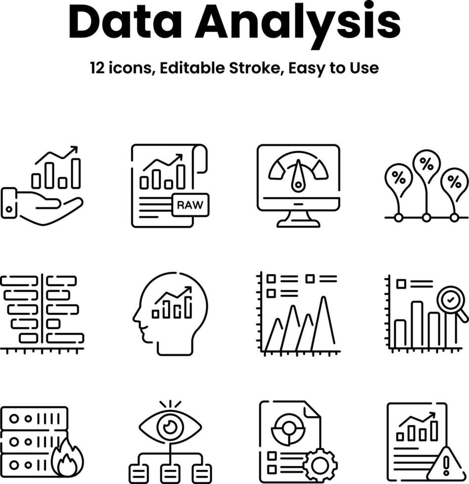 vorsichtig gefertigt Daten Analyse und Statistiken Symbole, herunterladen diese Prämie Vektoren einfach zu verwenden
