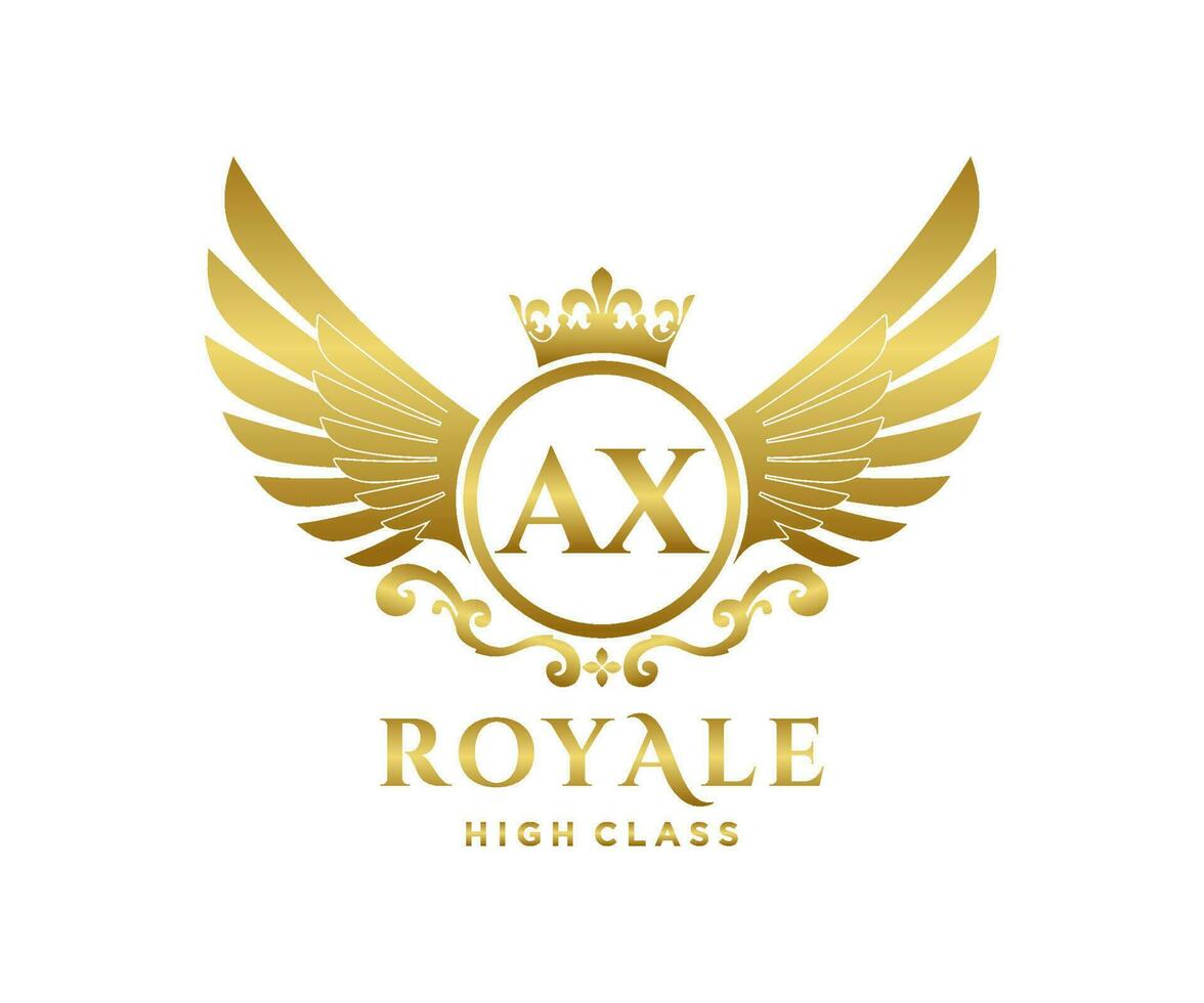 golden Brief Axt Vorlage Logo Luxus Gold Brief mit Krone. Monogramm Alphabet . schön königlich Initialen Brief. vektor
