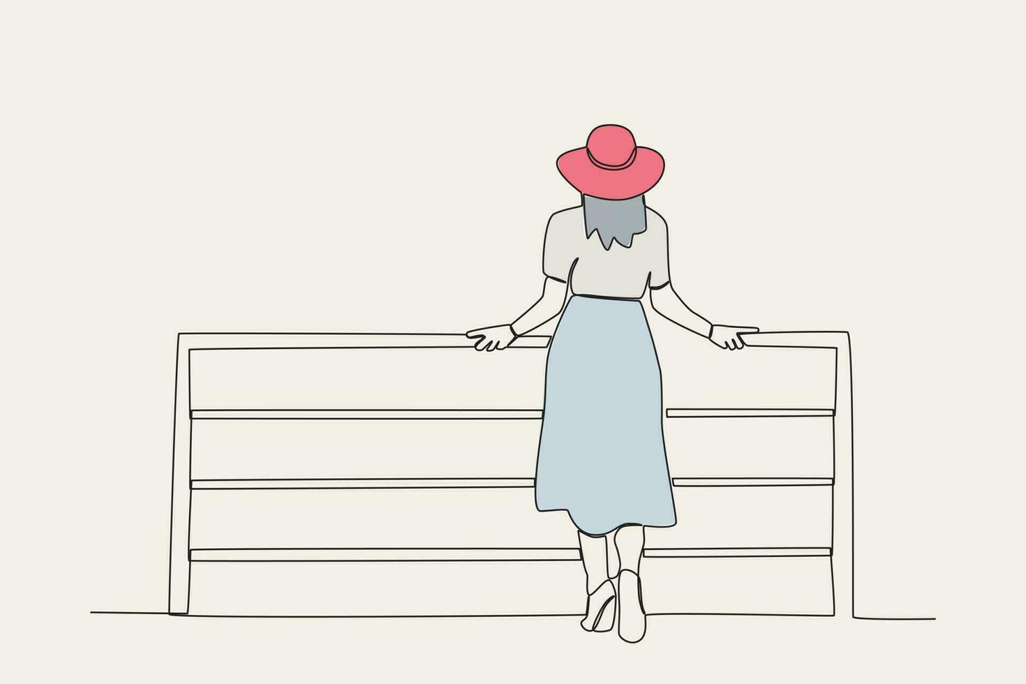 färgad illustration av en kvinna på en fartyg vektor