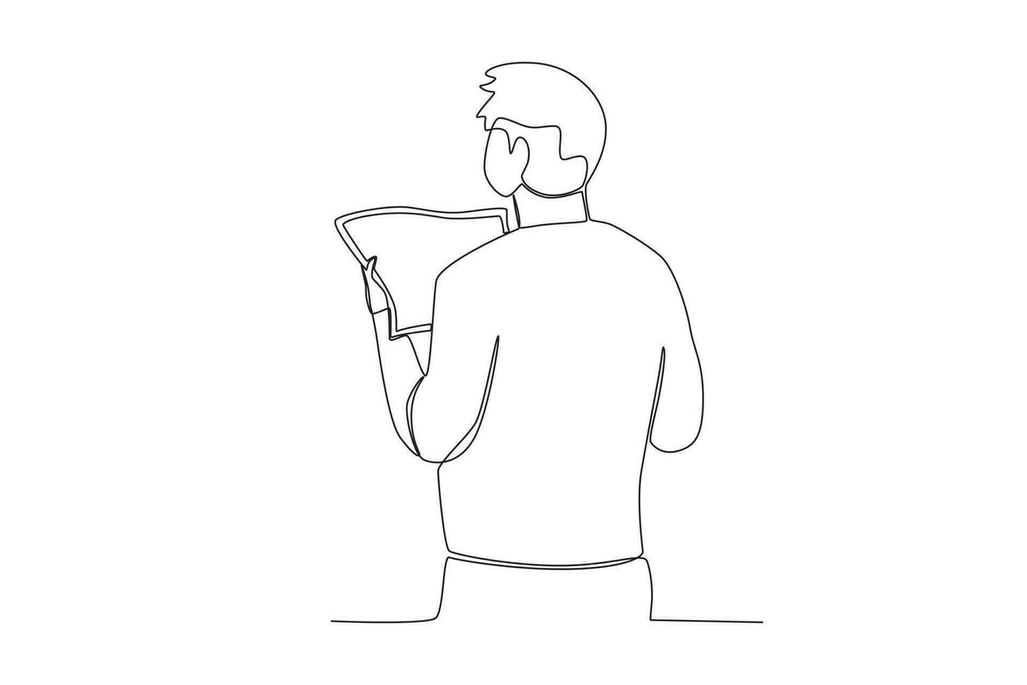 en man läser en tidning på de station vektor