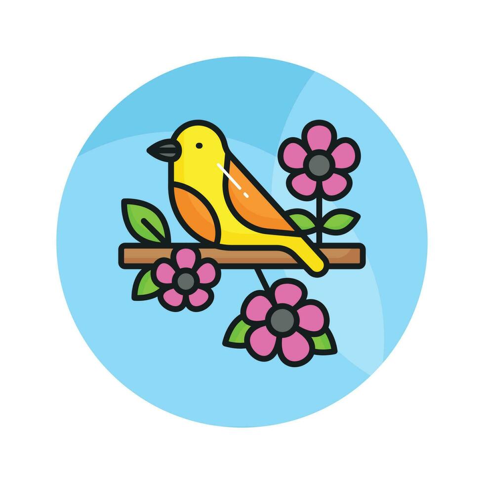 en fågel Sammanträde i en gren av träd, hugg detta skön ikon av fågel i redigerbar stil vektor