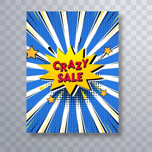 Crazy sale comic book färgglada pop art broschyr mall backgro vektor