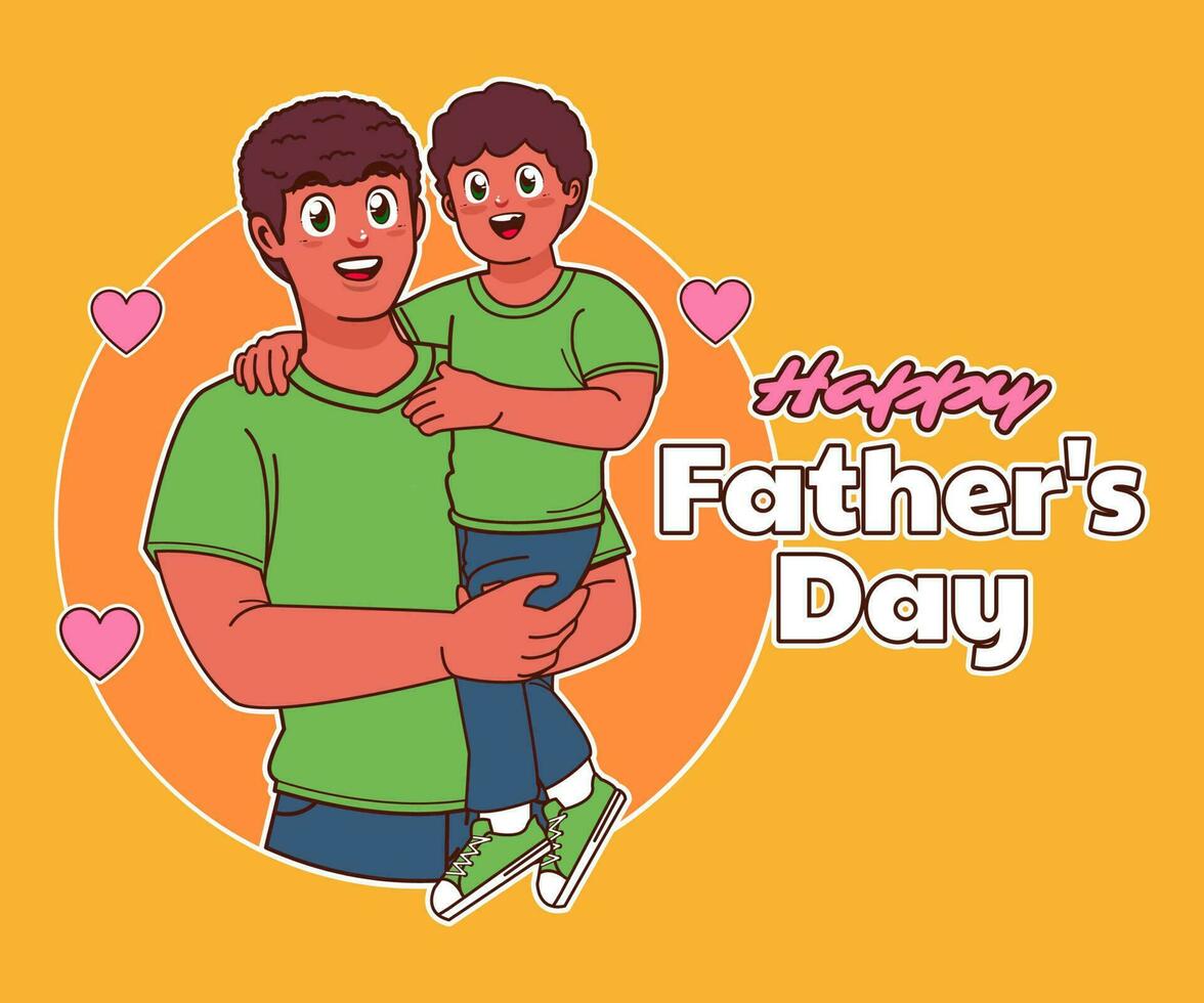 Lycklig fäder dag, far och son vektor