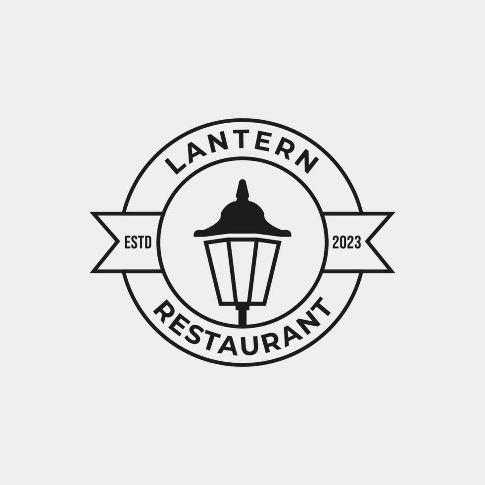 kreativ lykta posta lampa restaurang årgång logotyp design vektor begrepp illustration aning