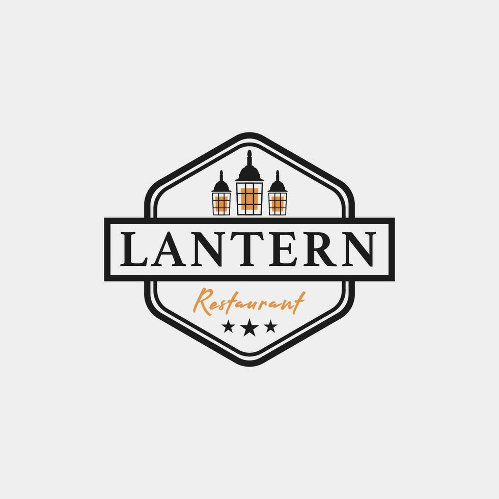 kreativ Laterne Post Lampe Restaurant Jahrgang Logo Design Vektor Konzept Illustration Idee