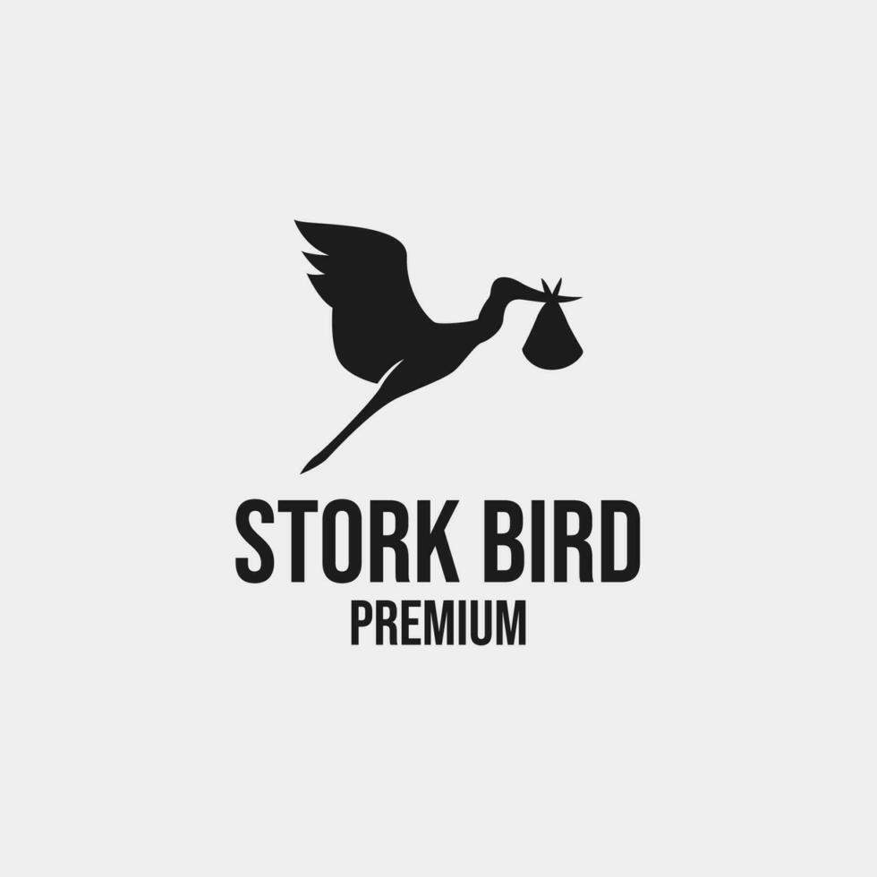 stork fågel logotyp design vektor begrepp illustration aning