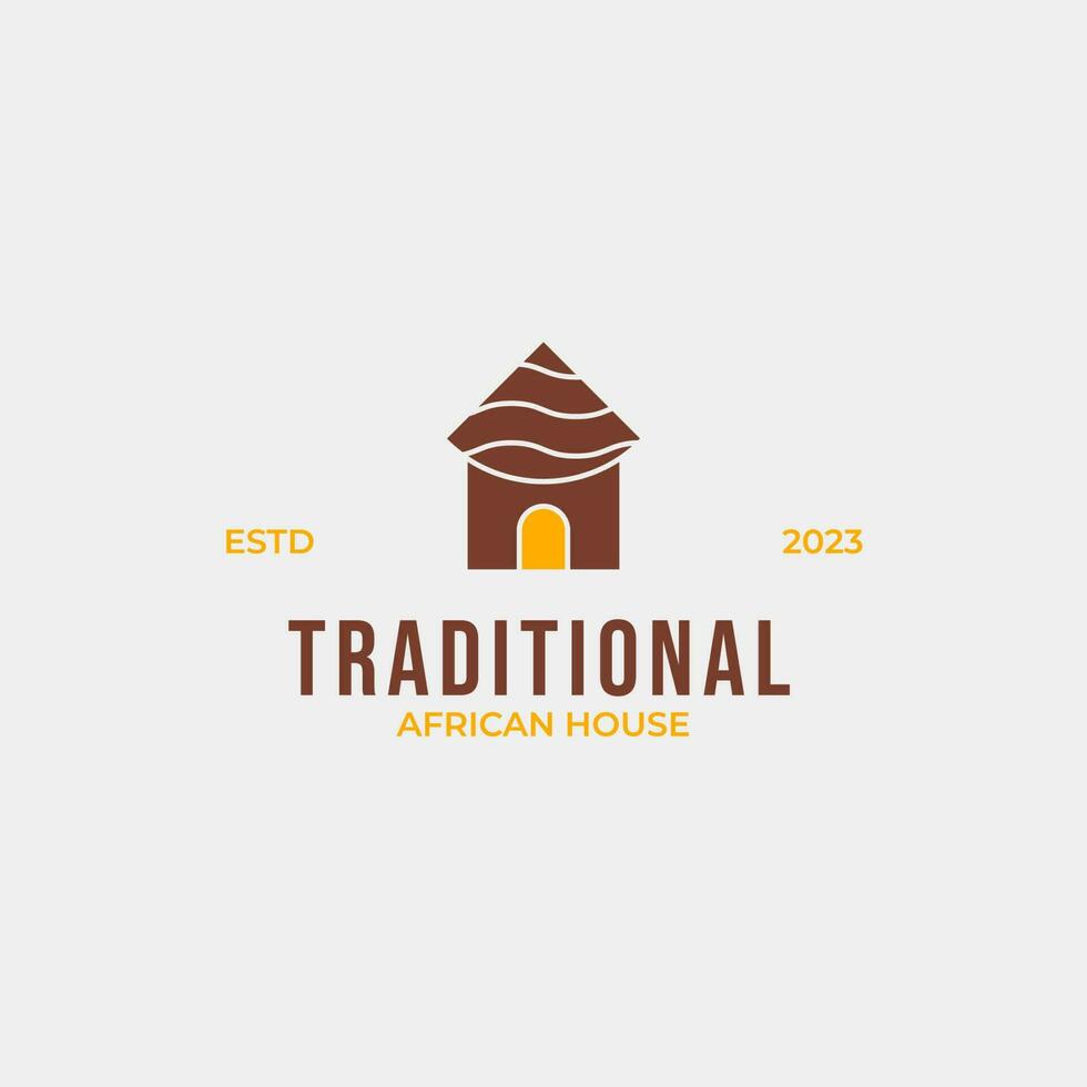 kreativ traditionell afrikanisch Haus Logo Design Konzept Illustration Idee vektor