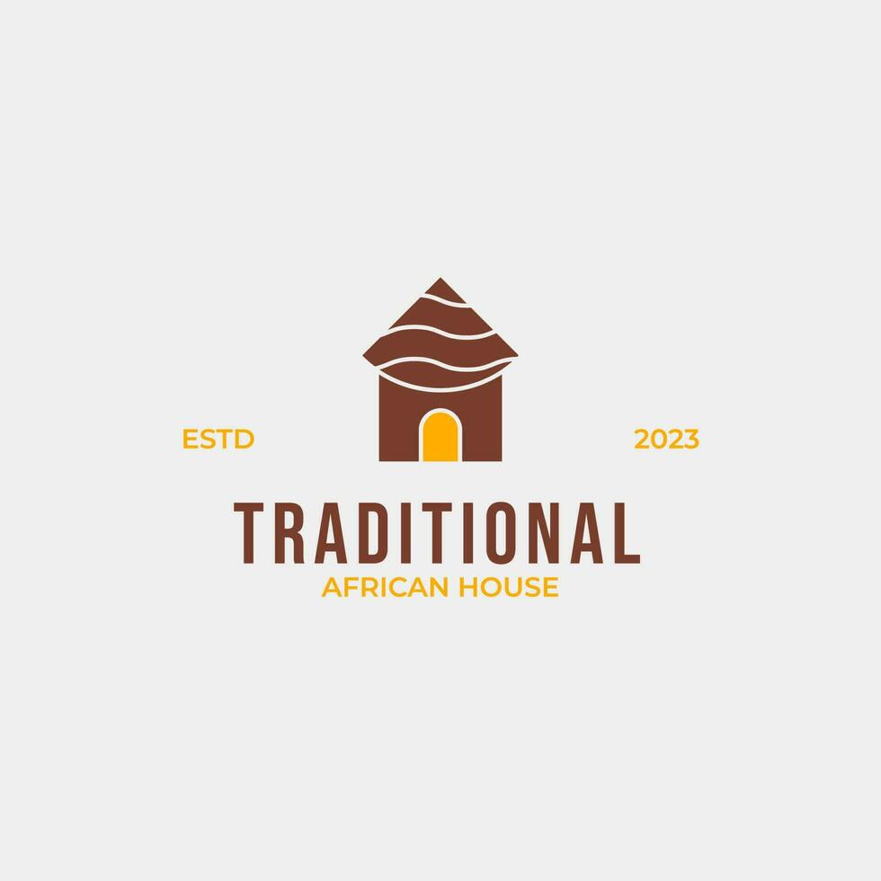 kreativ traditionell afrikansk hus logotyp design begrepp illustration aning vektor