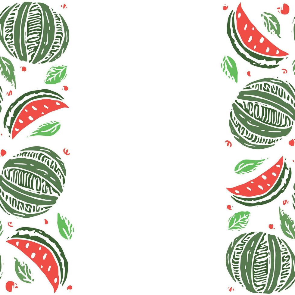 Wassermelone Hintergrund mit Platz zum Text. gezeichnet Wassermelone Illustration vektor