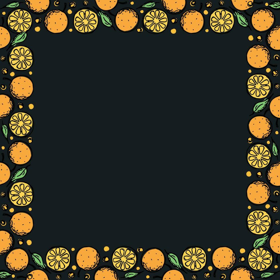 Obst rahmen. Orange Hintergrund vektor