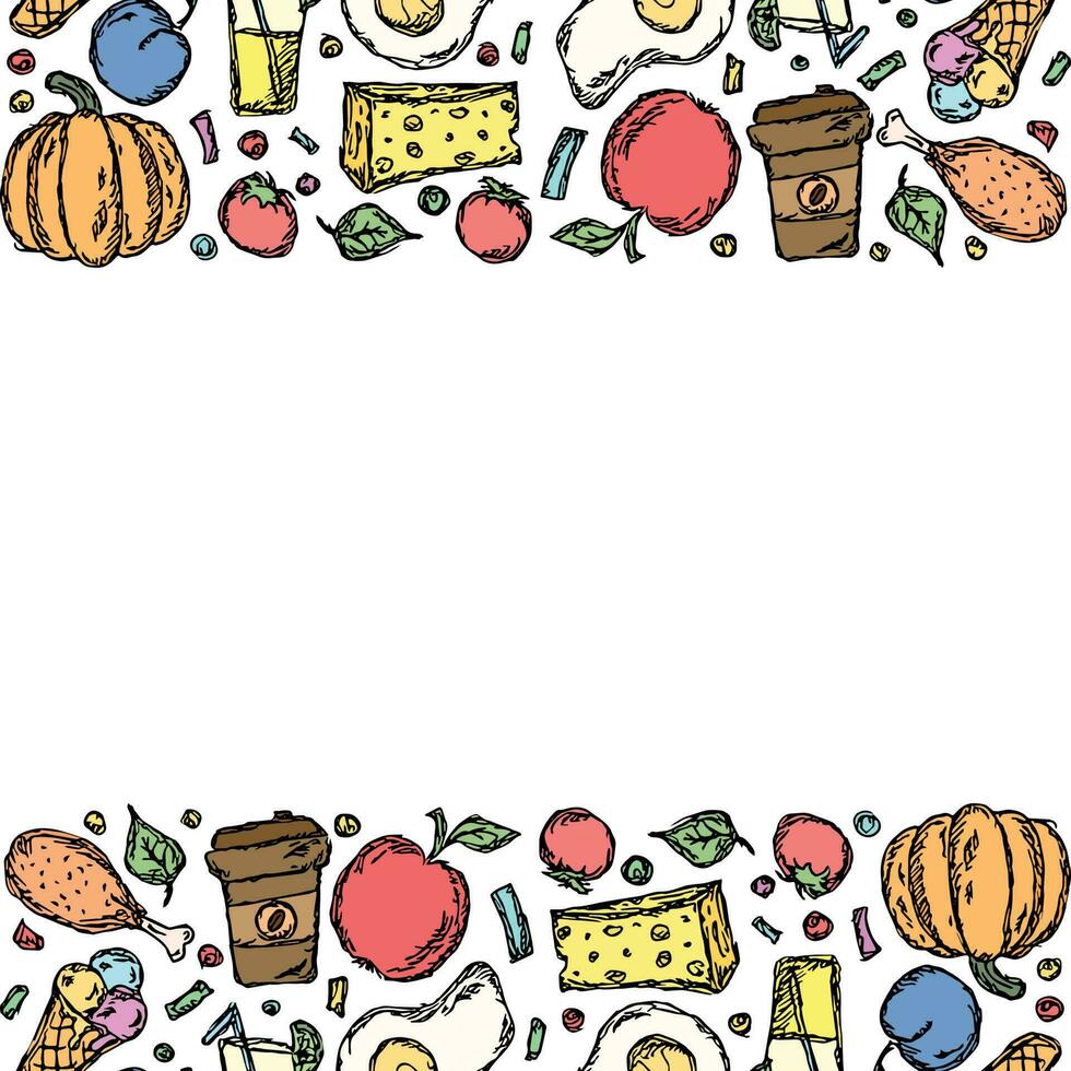 dragen mat bakgrund. klotter mat illustration med plats för text vektor