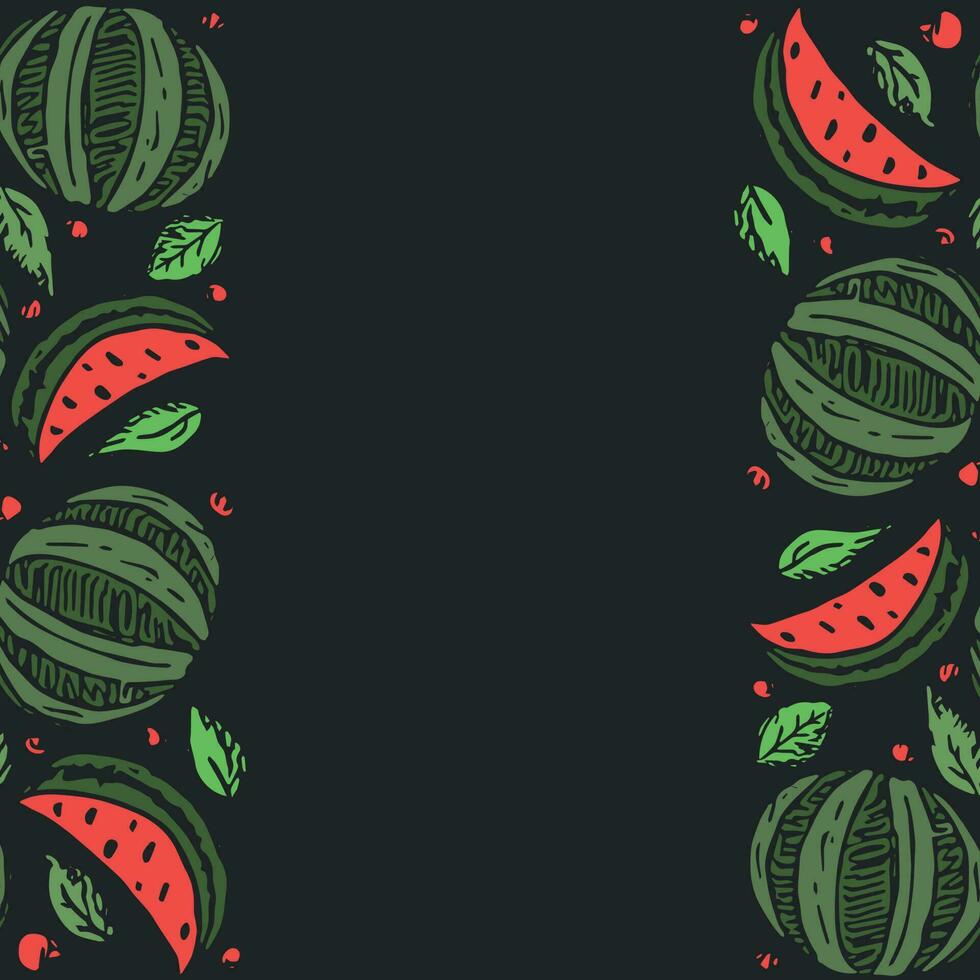 Wassermelone Hintergrund mit Platz zum Text. gezeichnet Wassermelone Illustration vektor