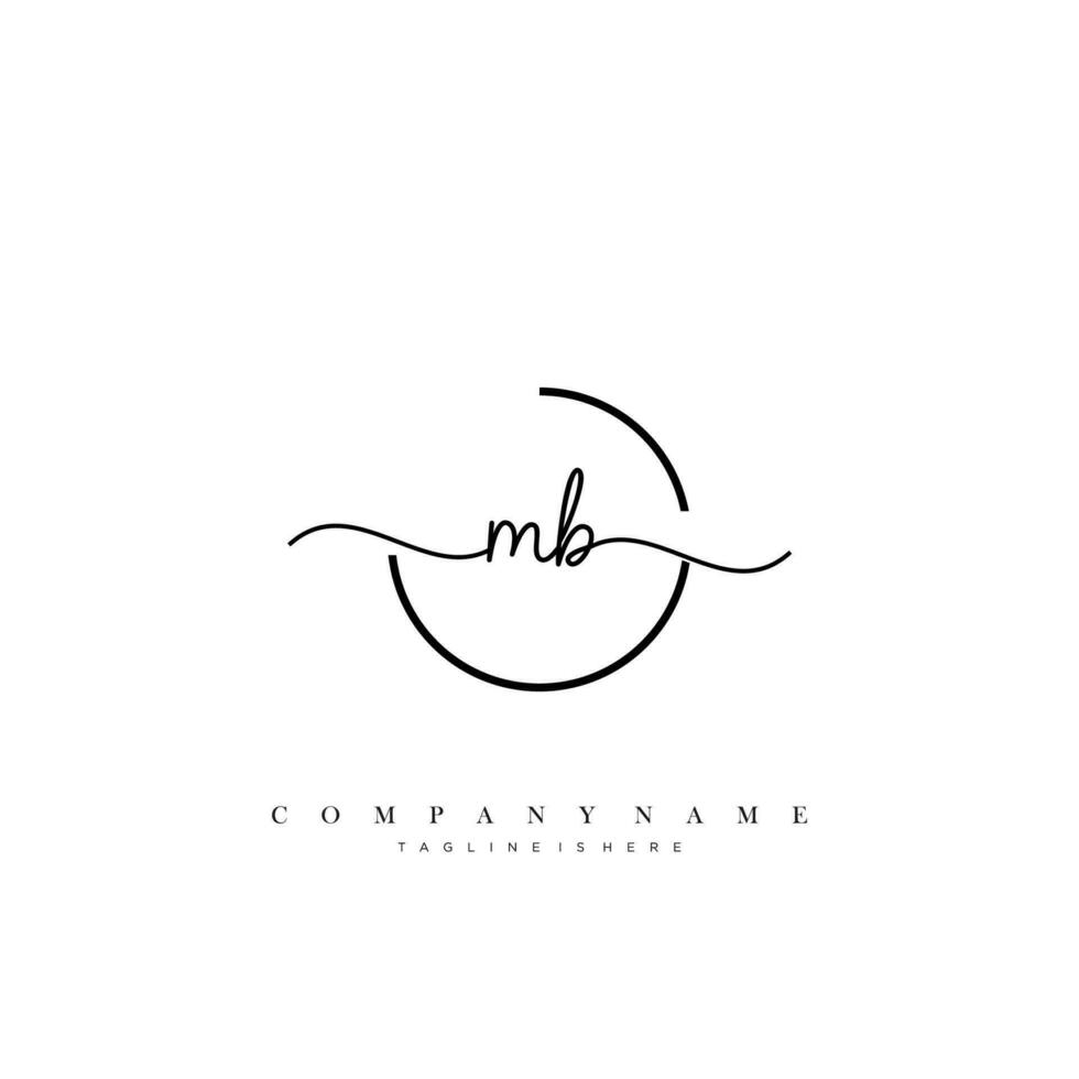 mb Initiale Brief Handschrift Logo Hand gezeichnet Vorlage Vektor Kunst, Logo zum Schönheit, Kosmetika, Hochzeit, Mode und Geschäft