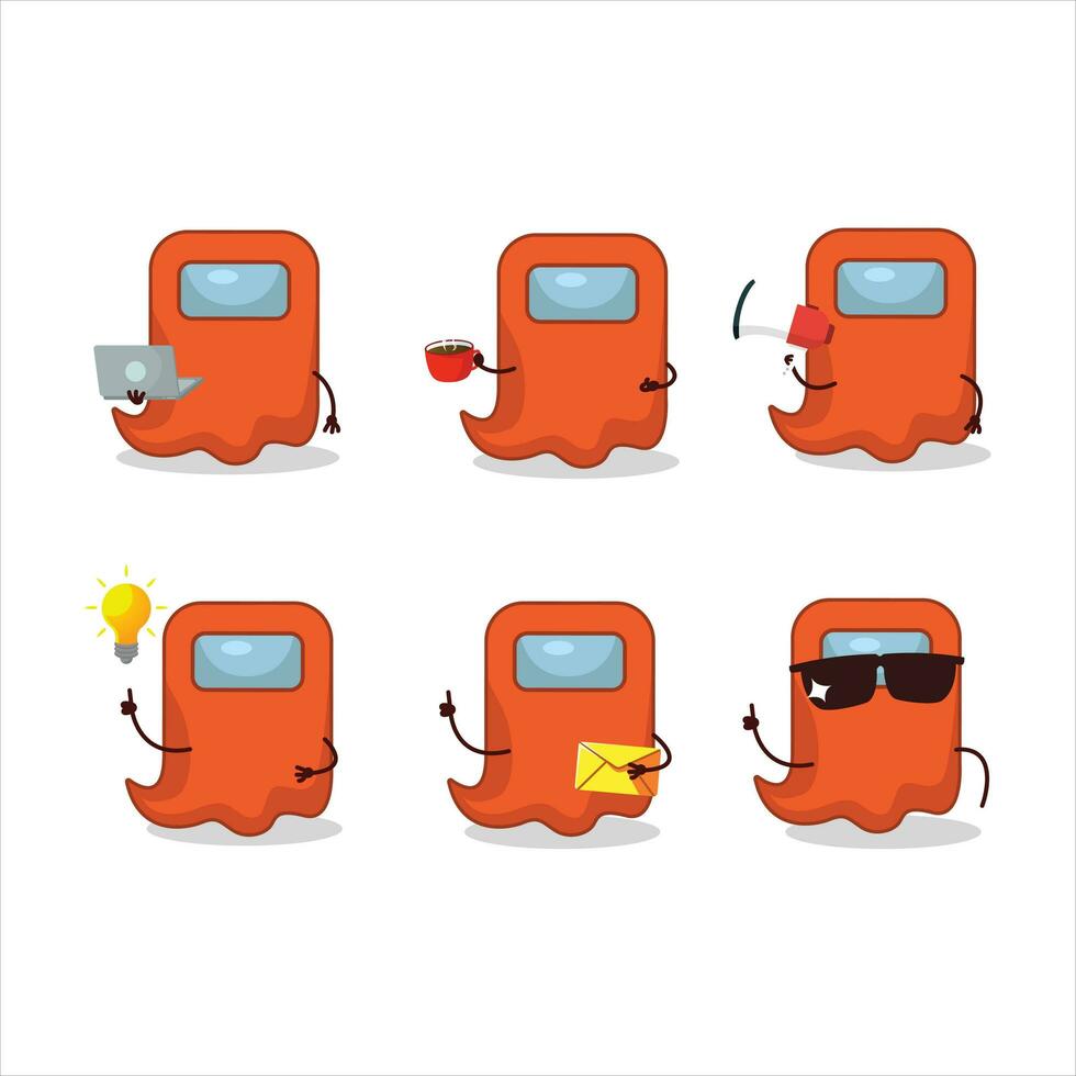 spöke bland oss orange tecknad serie karaktär med olika typer av företag uttryckssymboler vektor