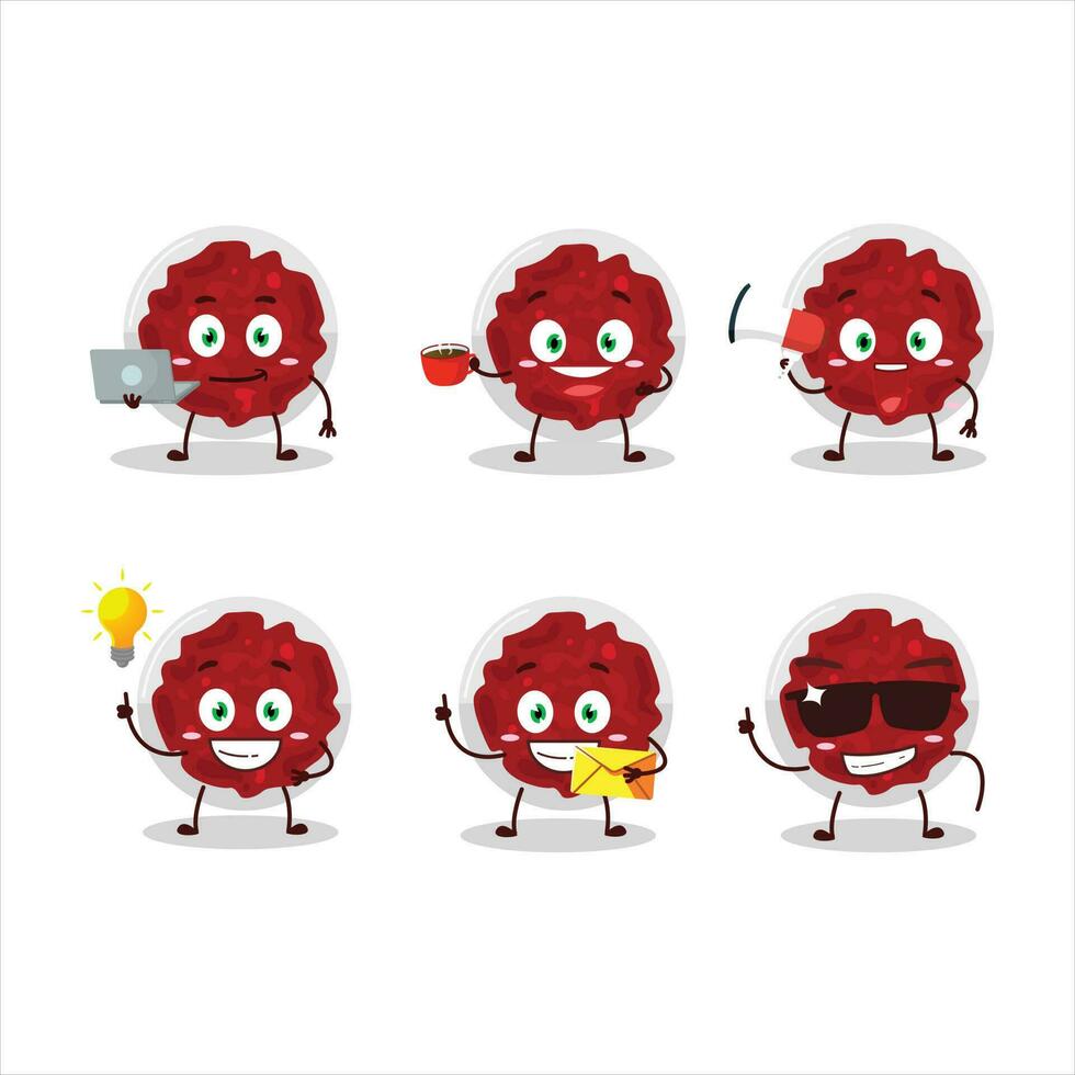 püriert Cranberry Karikatur Charakter mit verschiedene Typen von Geschäft Emoticons vektor