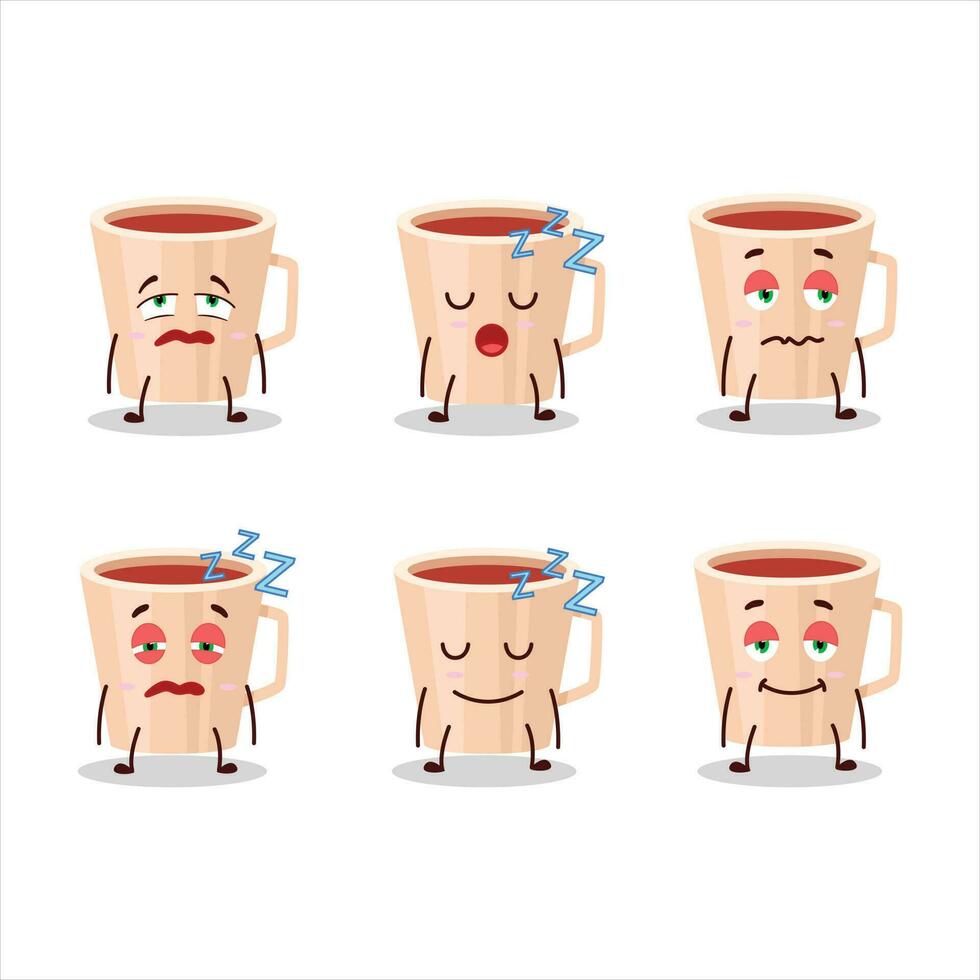 tecknad serie karaktär av tacksägelse te med sömnig uttryck vektor