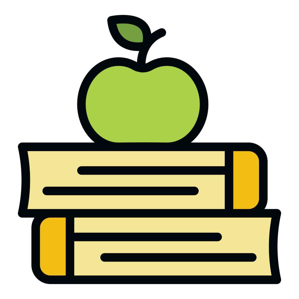Bücher Apfel Symbol Vektor eben