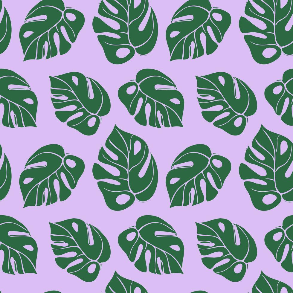 monstera blad sömlös mönster. abstrakt minimalistisk bakgrund. platt stil vektor illustration med tropisk växt. botanisk skriva ut för papper, textil, kort.