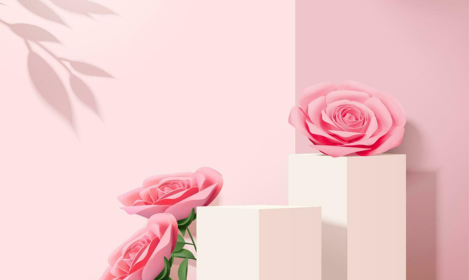 papper rosa reste sig dekorativ med skede i 3d illustration vektor
