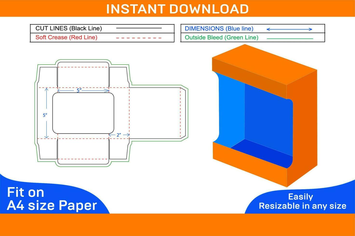 Benutzerdefiniert Produkt Anzeige Box Verpackung Dieline Vorlage und 3d Box Design Box Dieline und 3d Box vektor