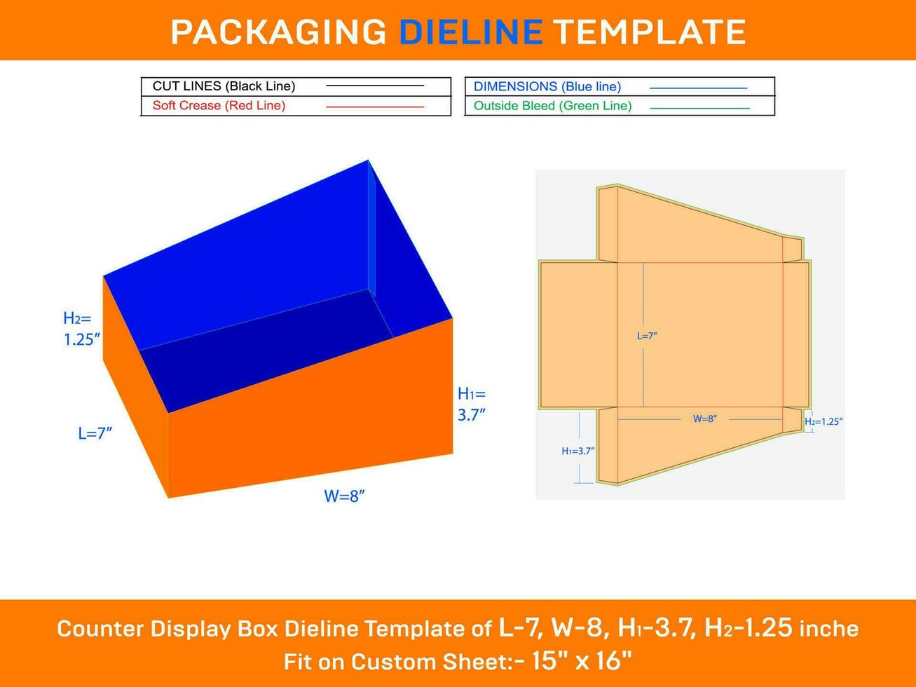 Benutzerdefiniert Karton Verkauf Zähler Anzeige Kisten l 7xb 8xh1 3,7xh2 1,25 Zoll vektor