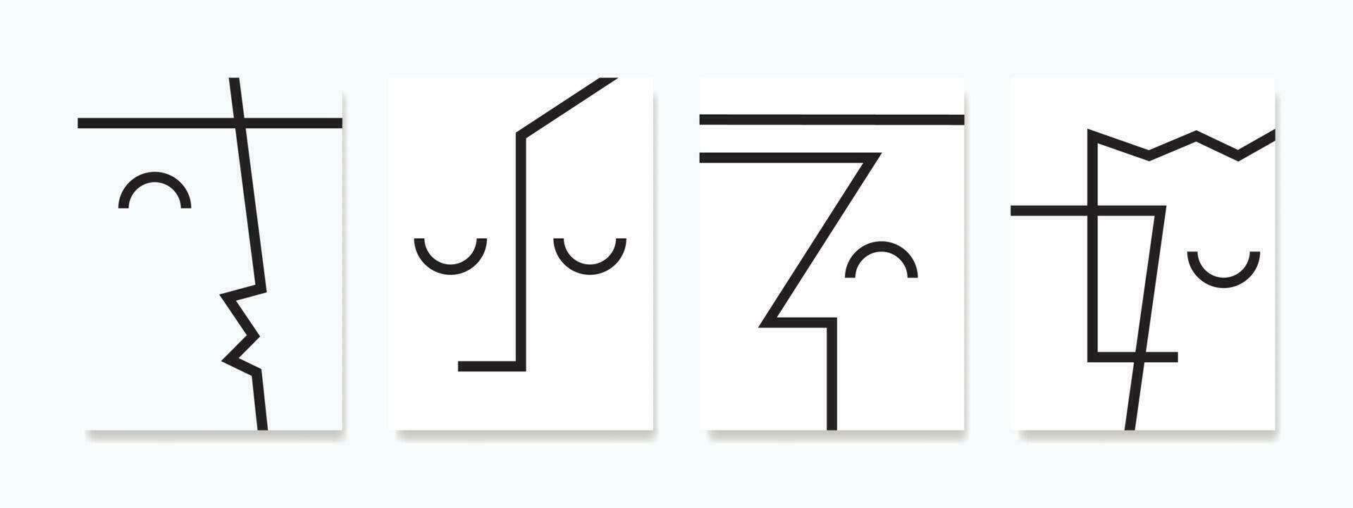 minimalistisk vägg konst, vackert återges i en fascinerande linje konst stil. delikat skildrar en personens ansikte, de svartvitt design utstrålar en känsla av lugn. vektor