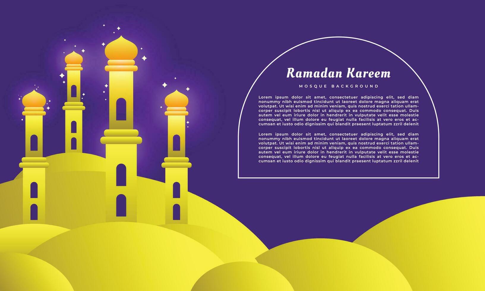gyllene moské bakgrund mall kopia Plats. ramadan kareem bakgrund design för affisch, baner, landning sida, befordran, eller presentation sida. vektor