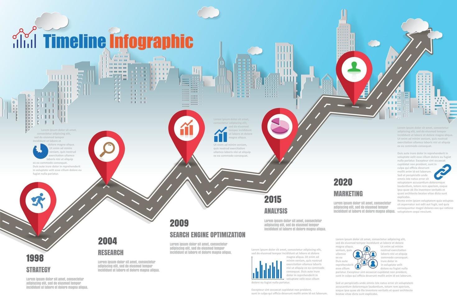 Business Roadmap Timeline Infografik Stadt vektor