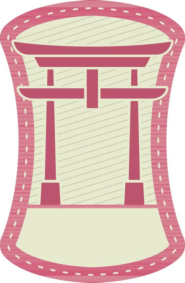 Beige und Rosa illustraton von Chinesisch torii Tor im Jahrgang rahmen. vektor