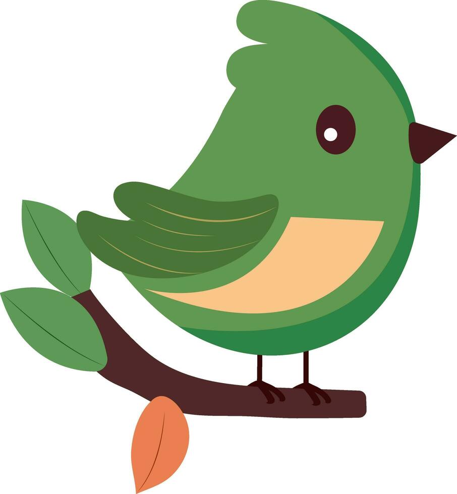 grön vapen fågel Sammanträde på gren ikon i platt stil. vektor