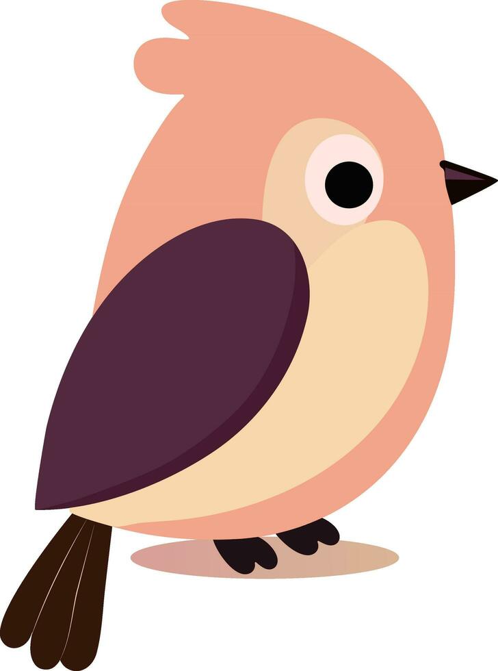 braun und Pfirsich Meise Vogel Karikatur Symbol im eben Stil. vektor